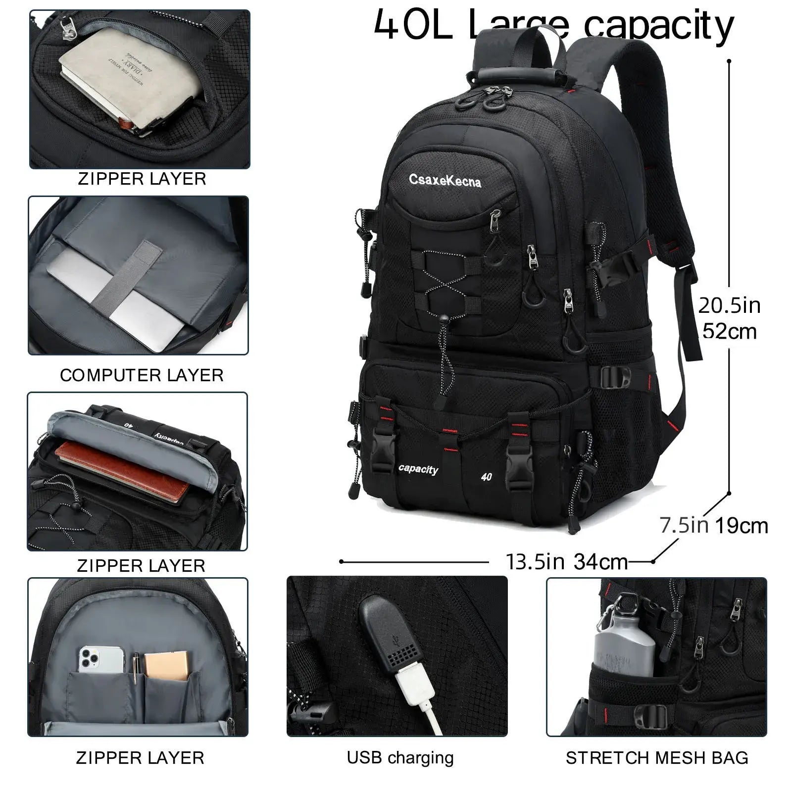 40L Waterproof Travel Backpack: Ideal for Outdoor Hiking