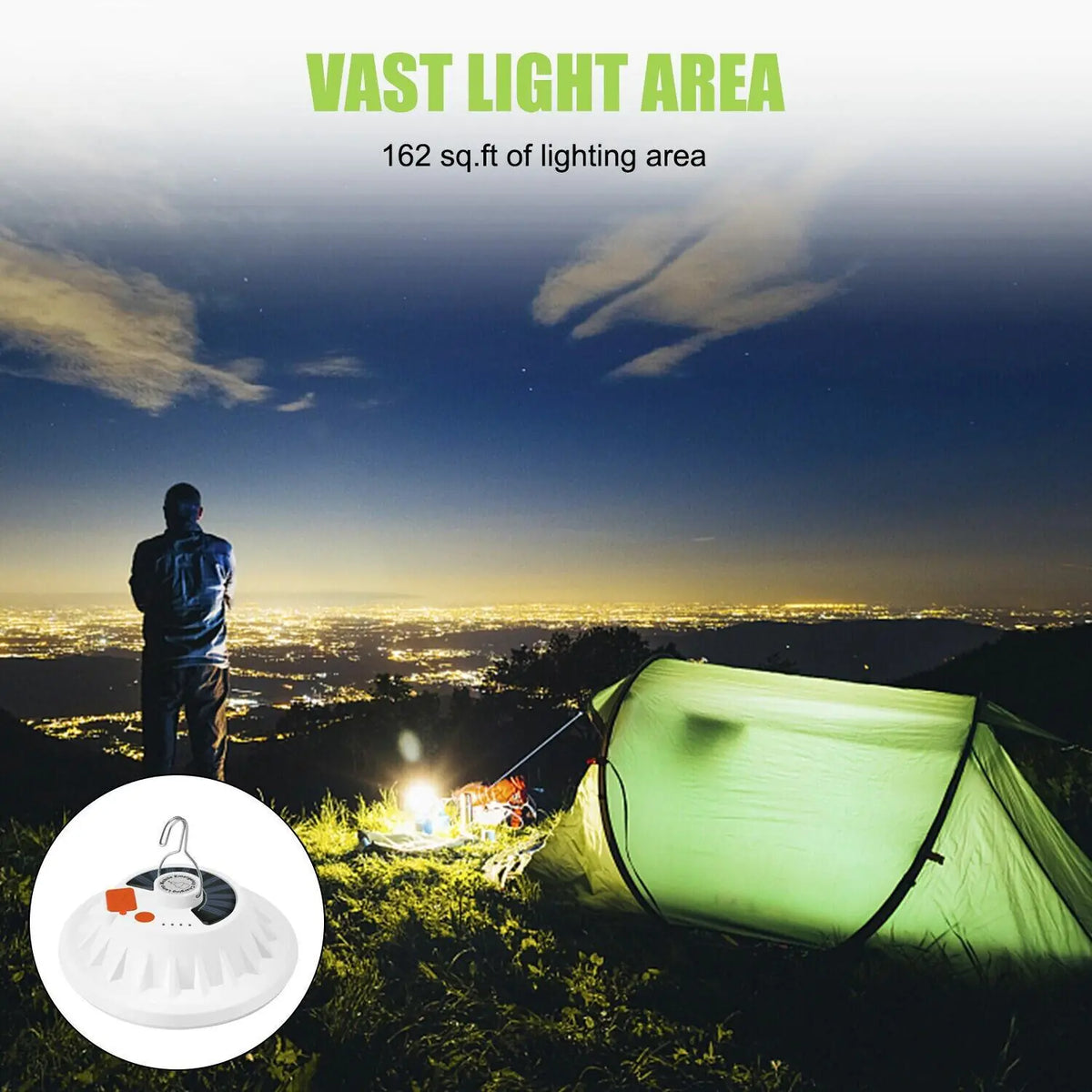 Rechargeable 60-LED Camping Lantern – USB & Solar-Powered Tent Light for Hiking & Outdoor Use