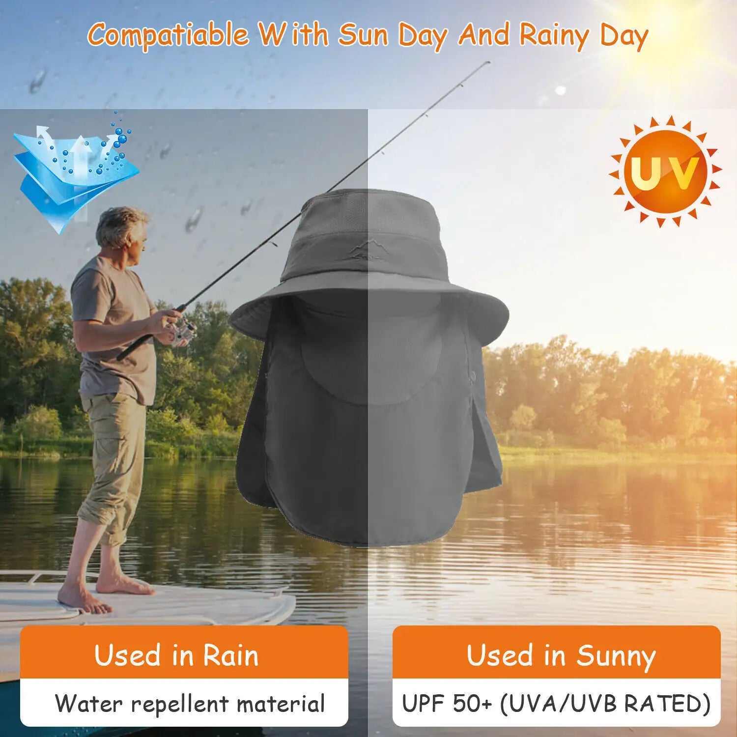 Wide Brim Sun Hat – UV Protection Bucket Hat for Hiking, Camping & Fishing