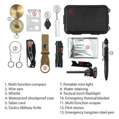 14-in-1 Outdoor Emergency Survival Kit – Tactical Gear & First Aid Essentials for Camping & Self-Defense