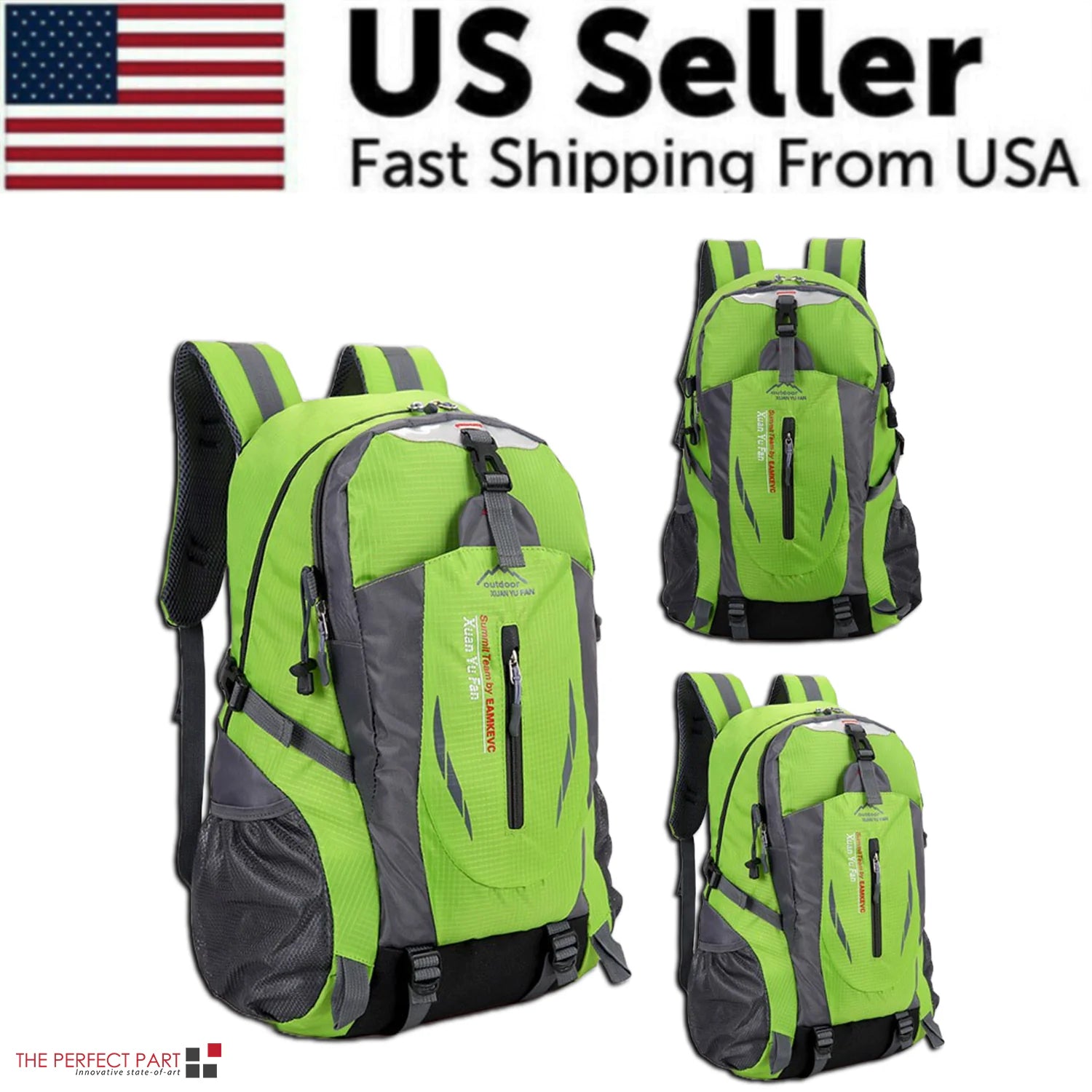 Sac à dos de voyage 40 L pour homme et femme, sac à dos de camping, ordinateur portable, randonnée, école, livre, USA