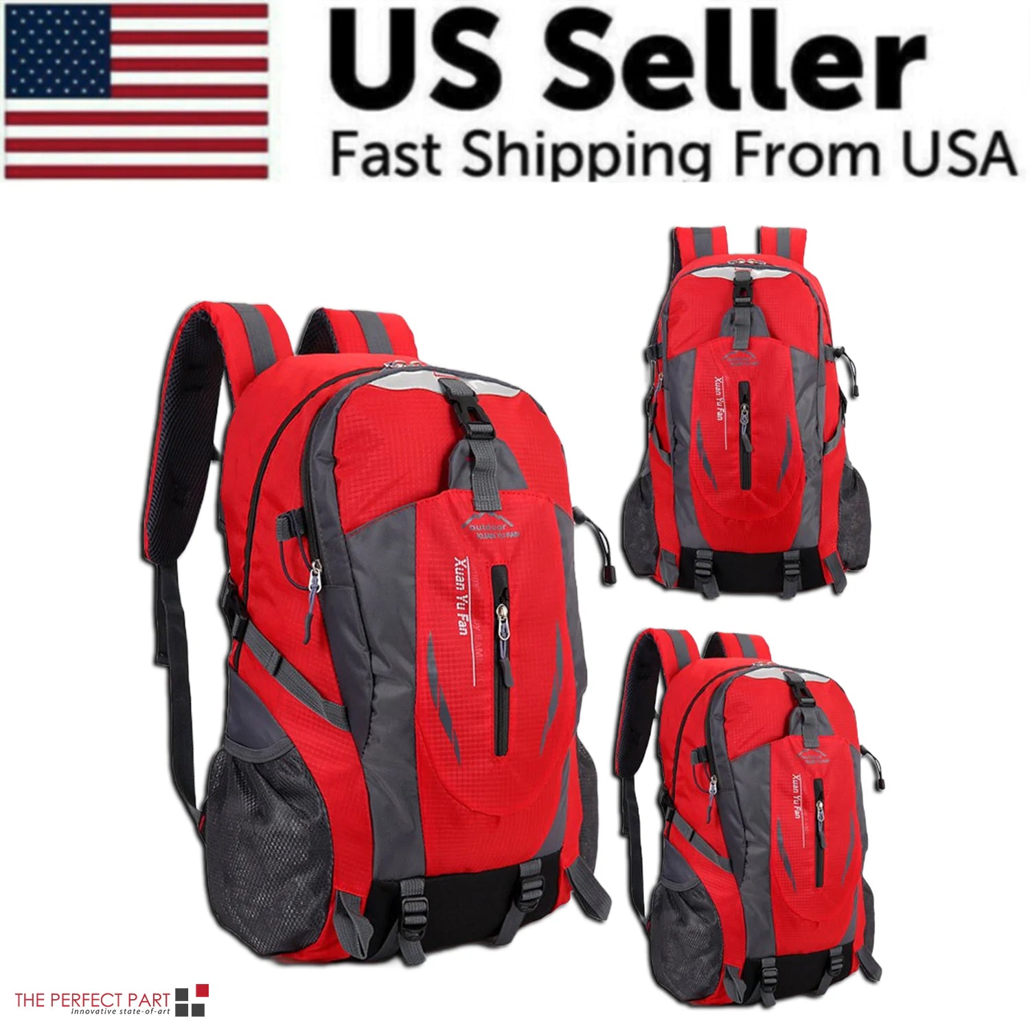 Sac à dos de voyage 40 L pour homme et femme, sac à dos de camping, ordinateur portable, randonnée, école, livre, USA