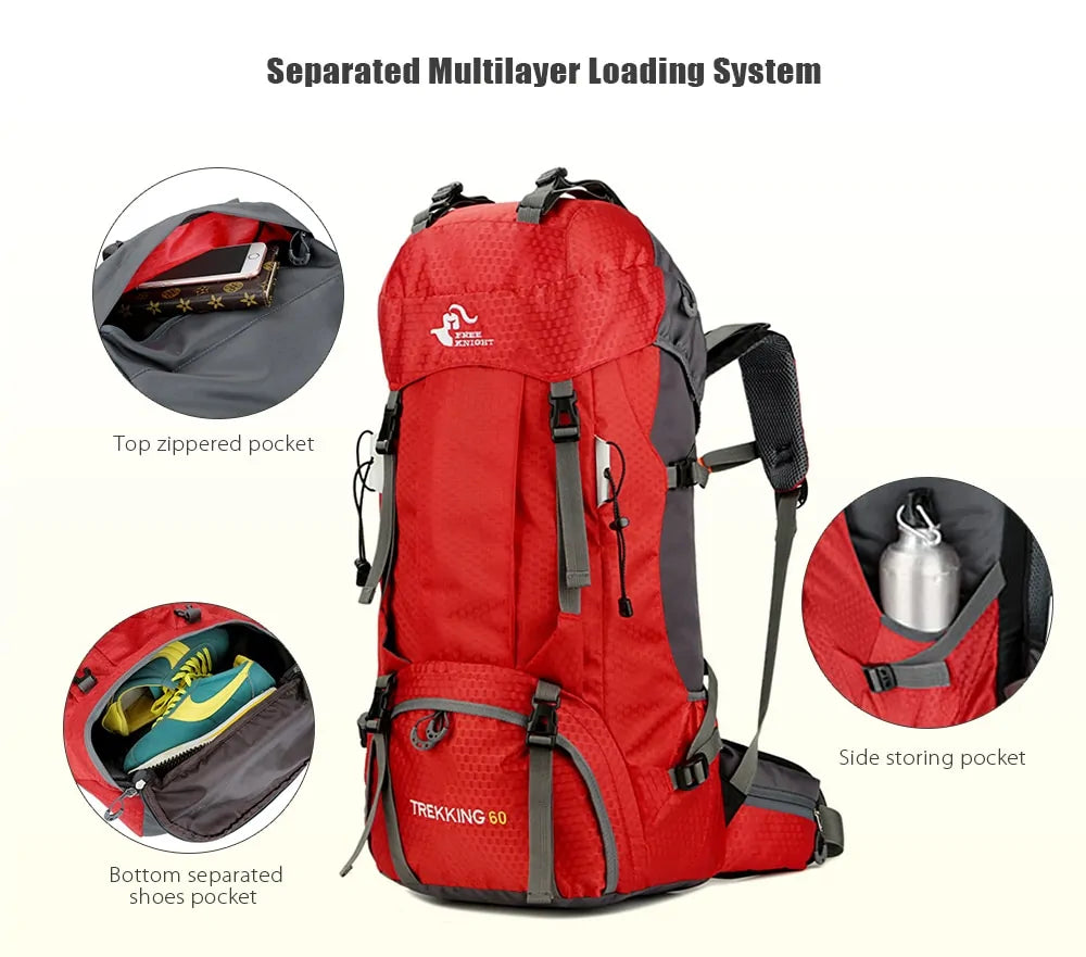 60L Outdoor Camping Backpack with Rain Cover