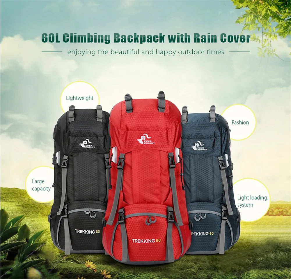 60L Outdoor Camping Backpack with Rain Cover